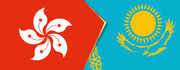 Fototapeta na wymiar Hong Kong and Kazakhstan flags, two vector flags.