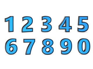 3D numbers 1234567890 on white background