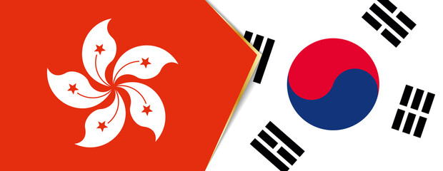 Hong Kong and South Korea flags, two vector flags.