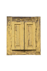 Vintage window with shutters isolated on white background