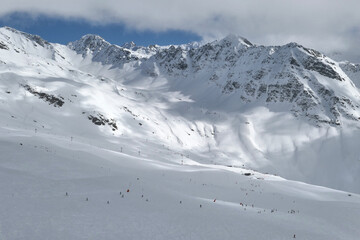 Fototapeta na wymiar Ski slope in La Rosiere in France.