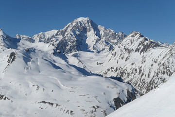 Mont Blanc winter mountain view.