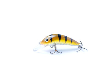 plastic fishing lure wobbler isolated on white background