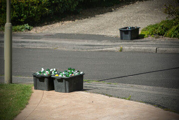 Bottles waiting for collection in order to be recycled.