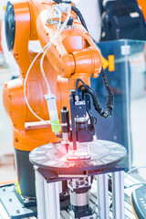 intelligence machine working in mobile phone factory,Smart factory industry 4.0 concept.