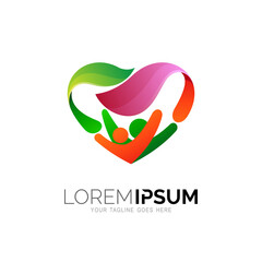 Family love care, charity and foundation logo vector, medical icon, valentine logo, hug icon, mom and baby logo template