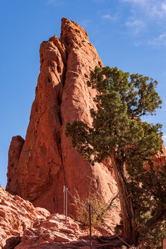 Colorado Scenic Beauty - Red Rock Formations at The Garden Of The Gods in Colorado Springs