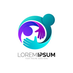 People care logo design illustration, Charity icon template