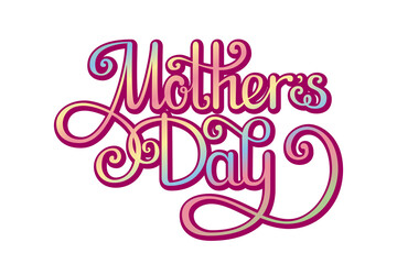 Festive vector lettering for mother's day with a 3D effect with a gentle gradient fill and a bright pink outline.