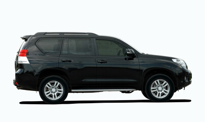 Black large SUV on a white background