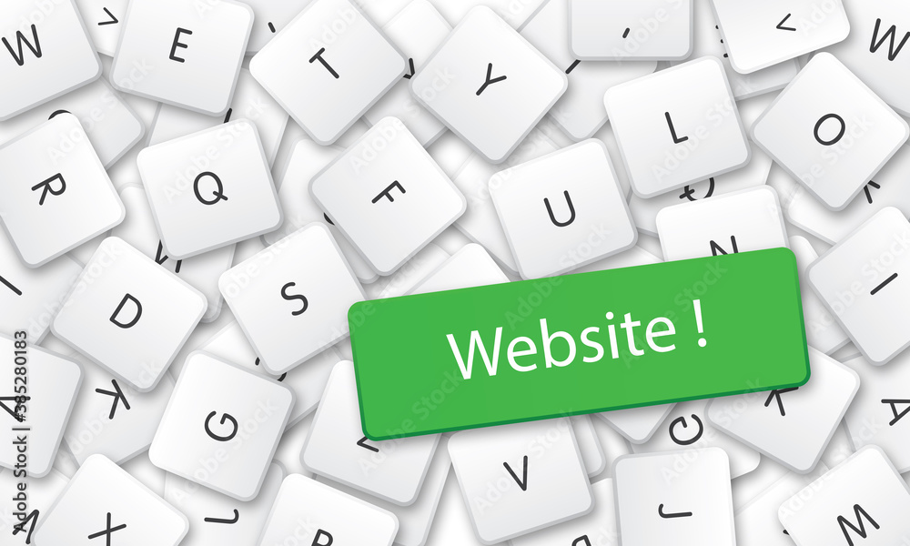 Wall mural website in white keyboard keys background