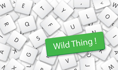 Wild Thing in white keyboard keys background