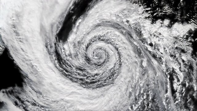 Cyclone - Hurricane - Typhoon isolated on black with alpha matte	