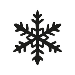 Snowflake icon. Black silhouette. Ink line sketch drawing. Vector flat graphic hand drawn illustration. The isolated object on a white background. Isolate.