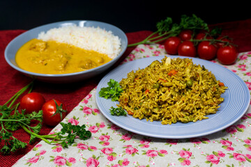 Tasty Indian food basmati rice on a plate