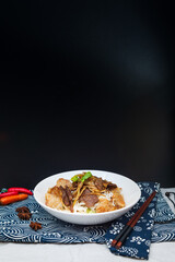 Tasty Vietnamese food Bo bun rice vermicelli