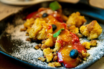 Exquisite French cuisine dish on the table