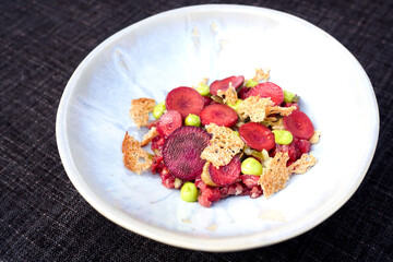 Exquisite French cuisine dish on the table