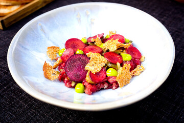Exquisite French cuisine dish on the table