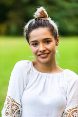 Freedome Happy young beautiful Woman Enjoying life at Nature park concept.