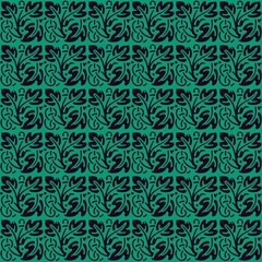 patterns of black flower on a green background
