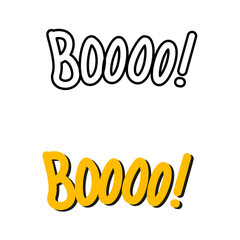 Boo hand drawn text, spooky vector doodle illustration. EPS 10