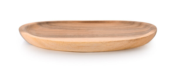 Wood plate isolated on white background.