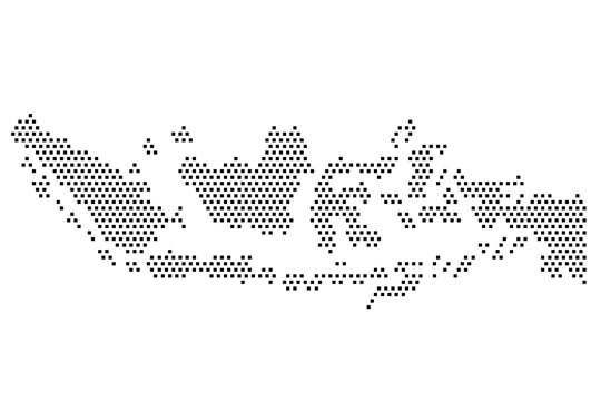 Vector  Map Indonesia and Malaysia from black square formation, Isolated on White