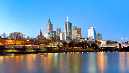 Melbourne CBD in evening