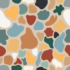 Hand drawn various shapes. Abstract contemporary seamless pattern. Modern trendy illustration. Perfect for textile print