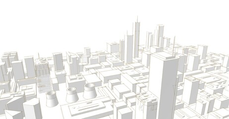 modern city panorama 3d illustration