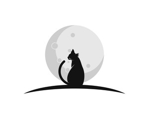 Cat with moon in the behind