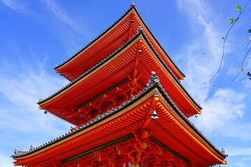 Fototapeta na wymiar View of the Kiyomizu temple (Otowa-san Kiyomizu-dera), a temple complex on the UNESCO World Heritage List in Kyoto, Japan