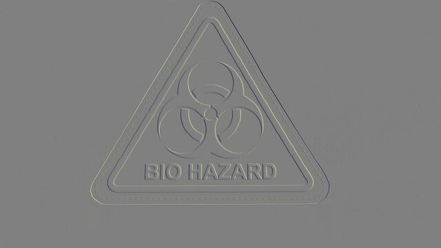 Zooming towards a Biohazard sign, embossed effect