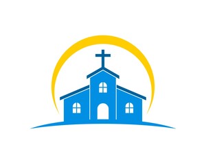 Naklejka premium Simple and modern church with yellow swoosh