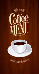 Retro coffee menu long, always fresh coffee. Vector illustration