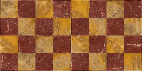 Natural marble tiles. Mosaic of squares of polished stone. Element for interior design