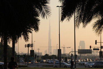 sunset over the city Dubai 2014 