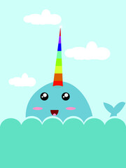 narwhal with a rainbow horn