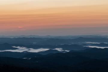 Fototapeta na wymiar Amazing dusk view from Beacon Heights Overlook, Linville, NC 