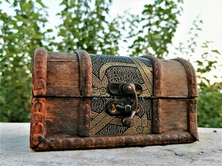 Old wooden box with lock