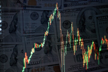 Investment concept, Forex trading candlestick chart, Cryptocurrency of Digital economy.