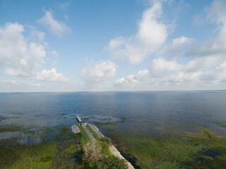 Aerial view of  Lake Tohopekaliga from St Cloud from Lakefront.Park in Osceola County Florida