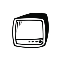 Doodle TV. Picture isolated on white background. Hand-drawn. Vector