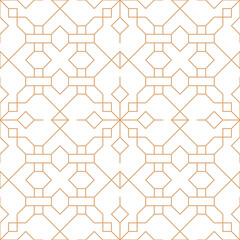 Obraz na płótnie Canvas Vector ornamental seamless pattern. Gold and blue background and wallpaper in Arabic style. Geometric pattern. illustration for your design. 