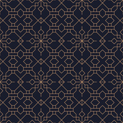Vector ornamental seamless pattern. Gold and blue background and wallpaper in Arabic style. Geometric pattern. illustration for your design. 