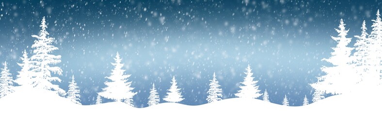 Christmas tree with snow on blue background in Christmas holidays 2020