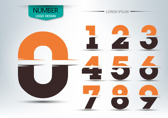 Number font template set of numbers logo or icon