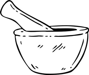 Hand drawn Mortar and Pestle