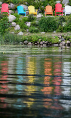 Colorful reflections in the lake water